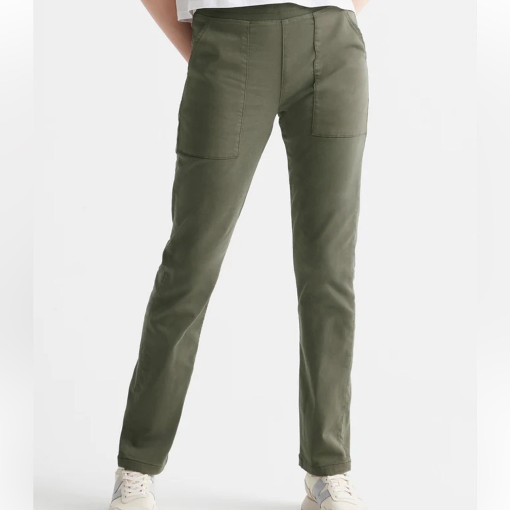 NEW DU/ER No Sweat Everyday Laurel Green Straight Leg Long Tall Pants, Size XS